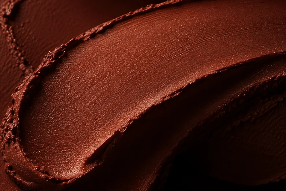Macro texture of the velvet matte formula swatched